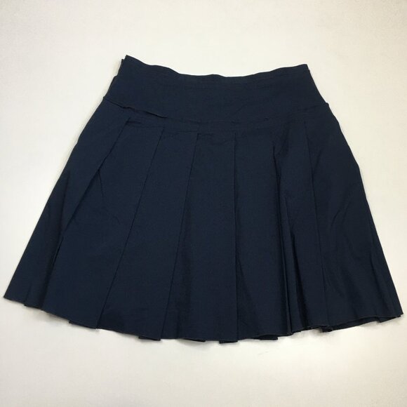BCBGMAXAZRIA Dark Blue Pleated Lined A Line Skirt - Picture 8 of 11